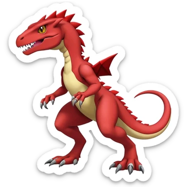  Cool Edgy Maroon Guilmon-Charmeleon-Digimon-Fakemon-Velociraptor full body sticker