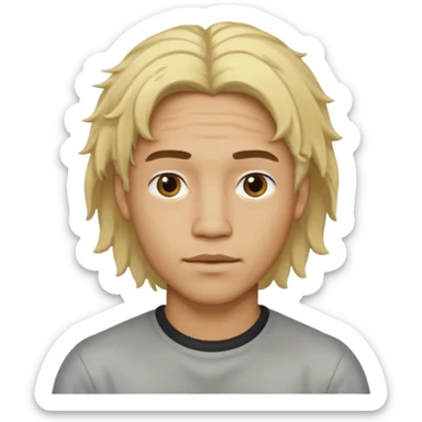 Lightskin man with long blonde Middle part messy hair sticker