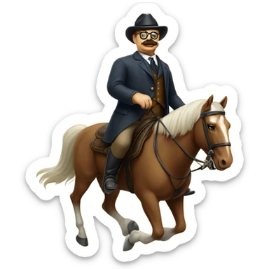 Teddy Roosevelt riding a horse in the Alps sticker