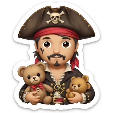 Pirate with teddy bear toy  sticker