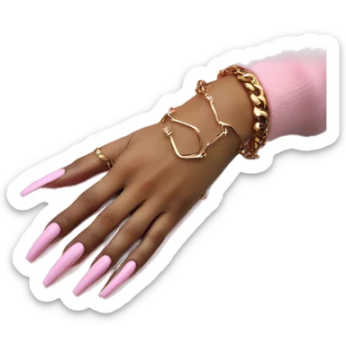 light color hand luxury bracelet pink nails sticker