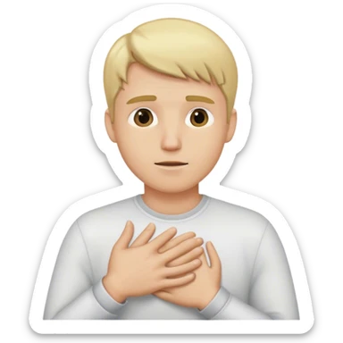a blonde man put his hand where his heart is  sticker