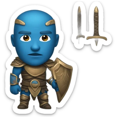 A blue skinned bronce age warrior sticker