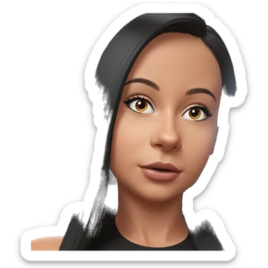 black haired girl portrait sticker