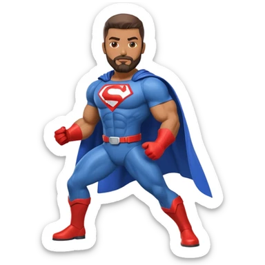Latino HVAC repairman with goatee beard superhero action figure sticker