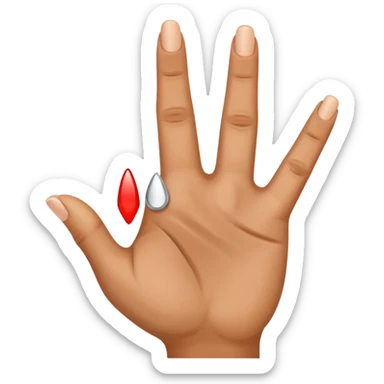 Hand pn which 3rd and ring finger pointing outward and 2nd and 5th and thumb finger pointing upward sticker