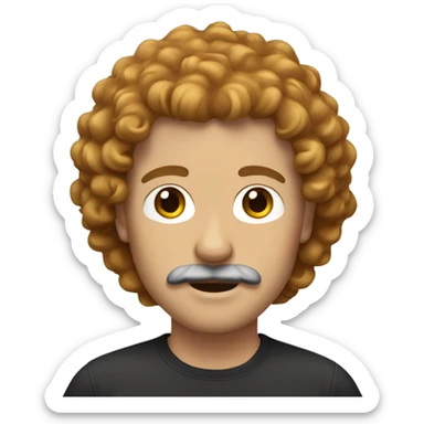 white man whit caramel curly hair and mustache sticker