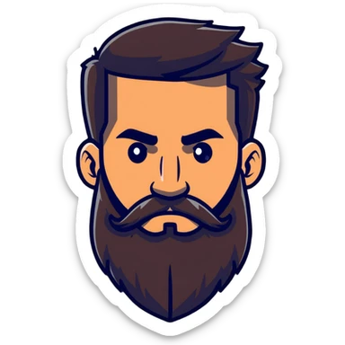 man with thick beard and distinct heavy eyebrows sticker