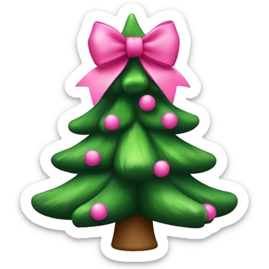 Christmas tree with pink bow sticker