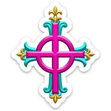 ave maria's emblem with a touch OF MAJENTA sticker