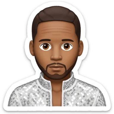 R Kelly with dark brown hair, white sequin outfit sticker