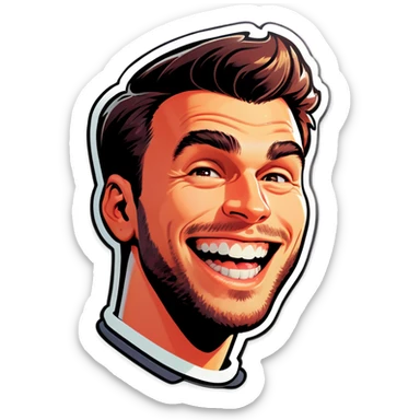 Giga chad guy with extreme smile  sticker