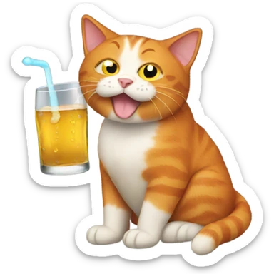 Drunk ginger cat sticker