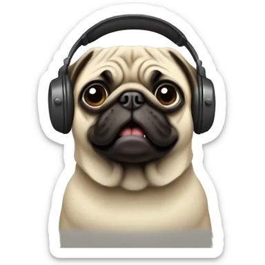 pug listening to music sticker