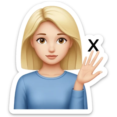 a woman who draws an X with her hand sticker