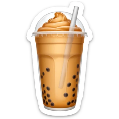 milk tea with boba in a clear to-go cup sticker