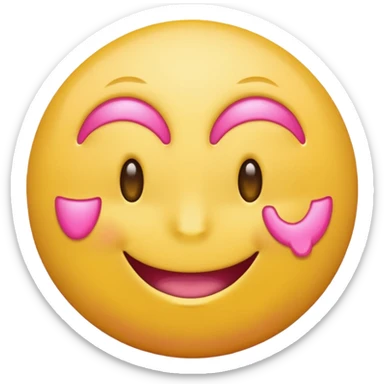 smiling yellow round emoji with pink money signs as eyes, slightly open mouth sticker