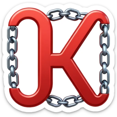 Red chain link logo in the shape of the letter K sticker