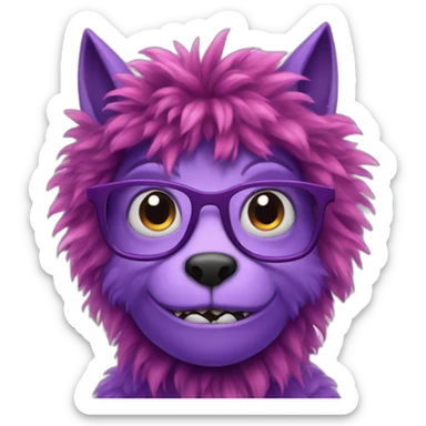nerdy violet monster with a foxy look sticker