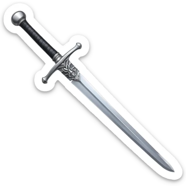 sword with silver blade and black grip sticker