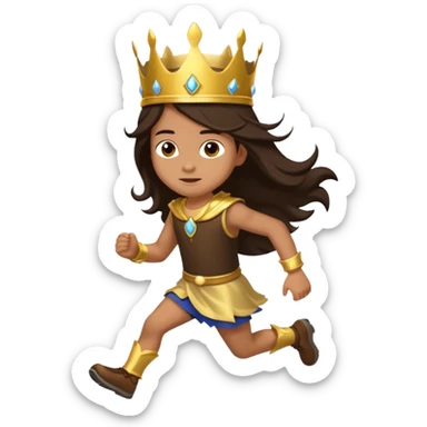 I want a royal child with dark brown long hair running sticker