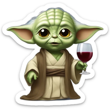 Bebe yoda qui boit du vin sticker