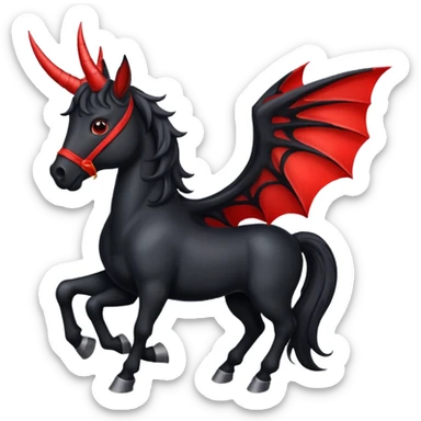 black horse with horns and red bat wings sticker