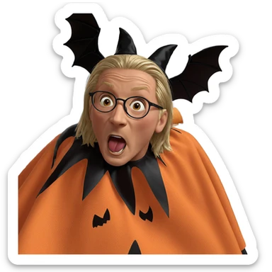 boys in halloween costumes eating sticker