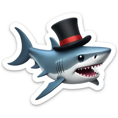 Shark with a top hat sticker