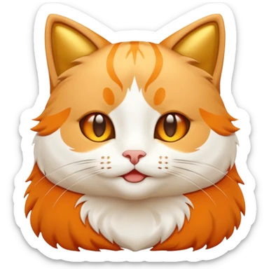 cute grateful cat emoji surrounded by golden screenshots, white background sticker