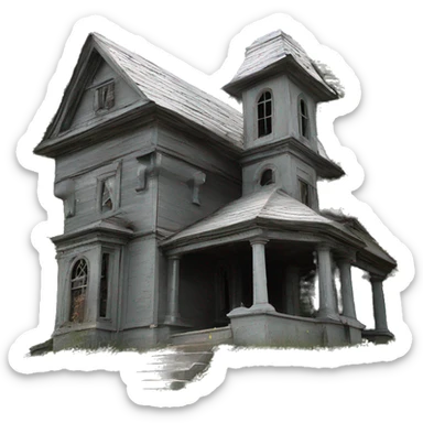 Haunting graveyard field very large pre-Victorian large mansion birdhouse  sticker