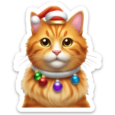 Christmas decorated orange cat sticker