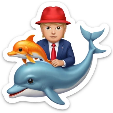 trump at walmart while riding a dolphin and eating goldfish  sticker