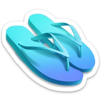 Realistic light blue gradient pair of summer flip flops isolated. sticker