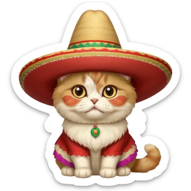 mexican hat persian cat sitting sticker
