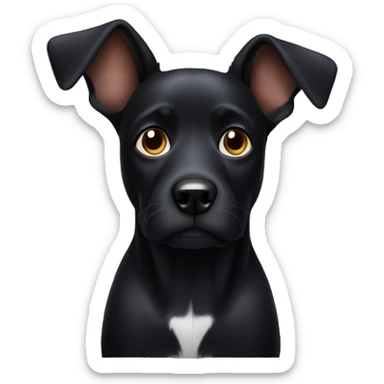 A black dog with erect ears sticker