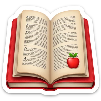 open book with black cover but with completely red pages sticker