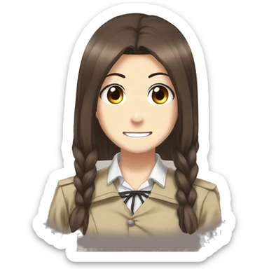 Sasha Braus brown hair hair in a ponytail anime attack on titan sticker