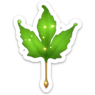 leaves with magic wand sparkles sticker