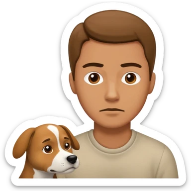 dog fighting man sticker