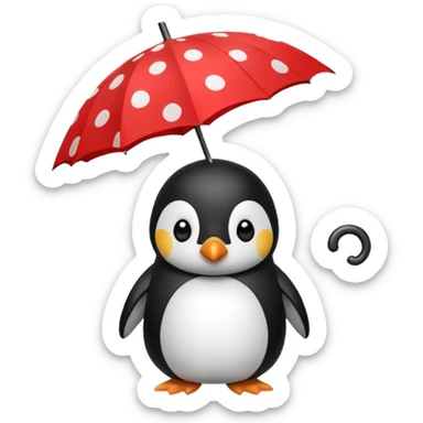 Penguin with red polka-dot umbrella sticker