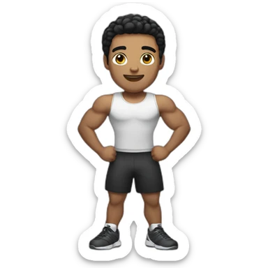man with athletic body, light skin and black hair doing a pose sticker