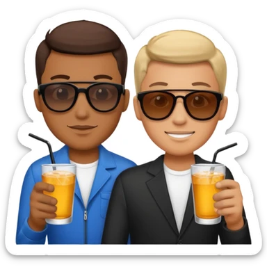 men in drink holders with sunglasses sticker