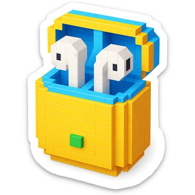 EarPods headphones with a charging case sticker