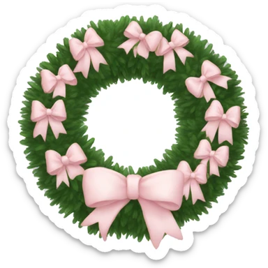wreath with pale pink bows christmas mood sticker