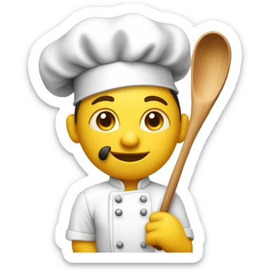 Chef, yellow skin. with a wooden ladle in one hand, a camera in the other hand. sticker