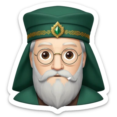 albus dumbledore long beard from harry potter with dark green turkish fez hat and decorative motifs, no gem sticker