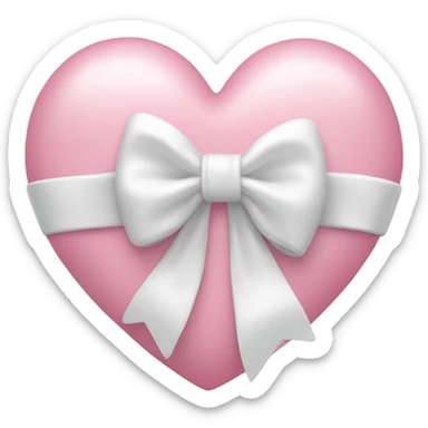 Pastel pink heart with white bow sticker