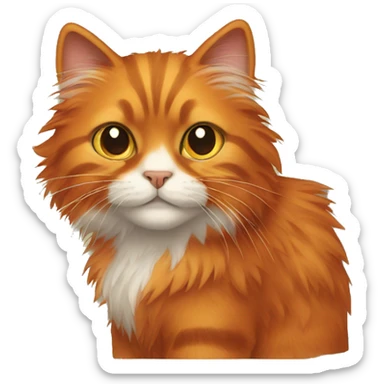 Dark orange fluffy cat sticker