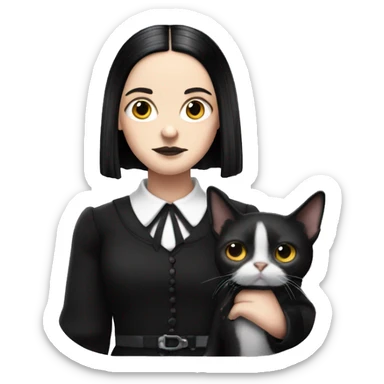  wednesday addams with thing on a shoulder sticker